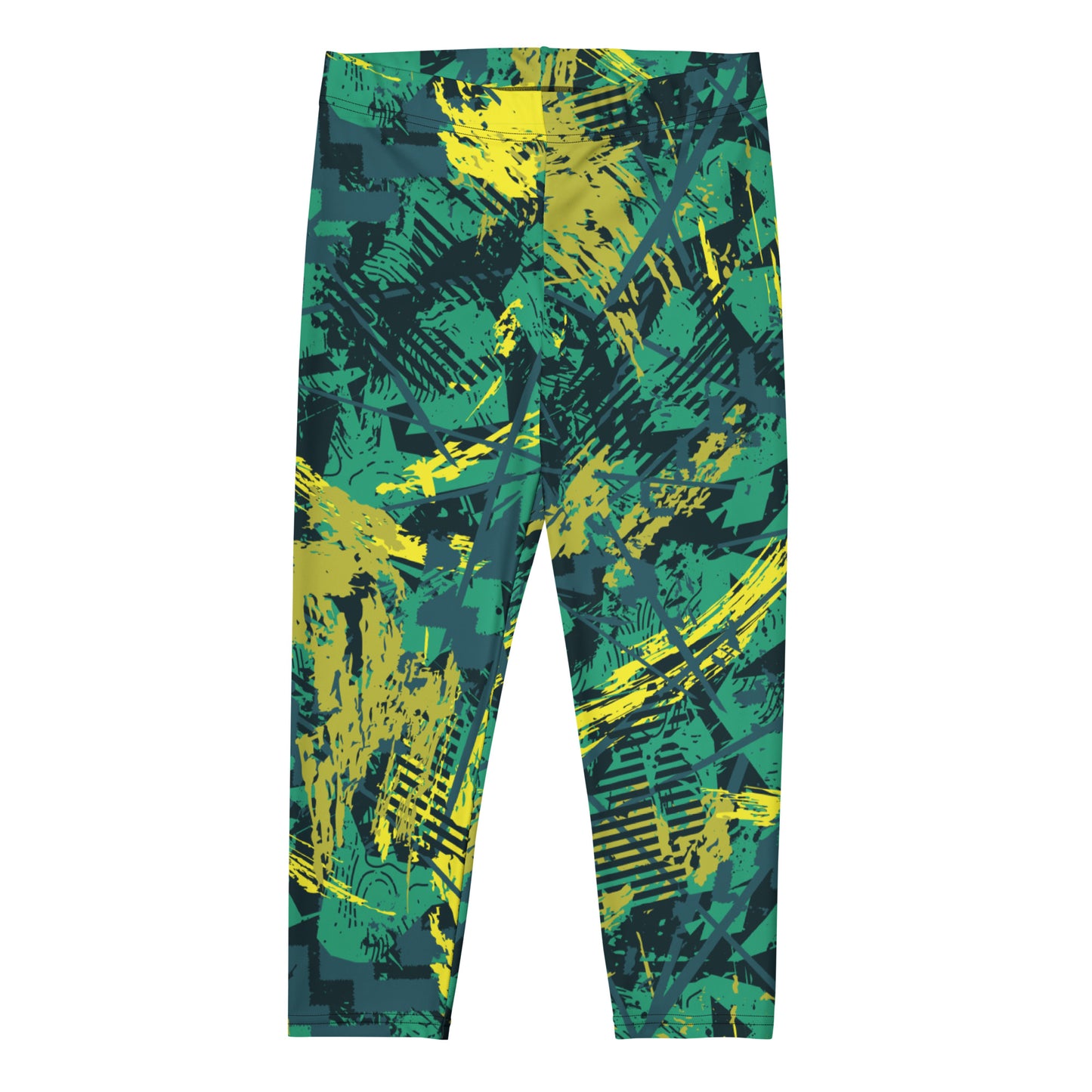 green yellow jersey pattern Capri Leggings