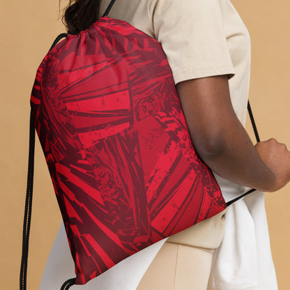 Red jersey pattern Drawstring bag