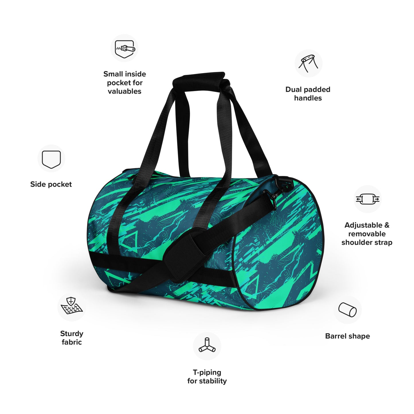 Nautical Jade All-over print gym bag