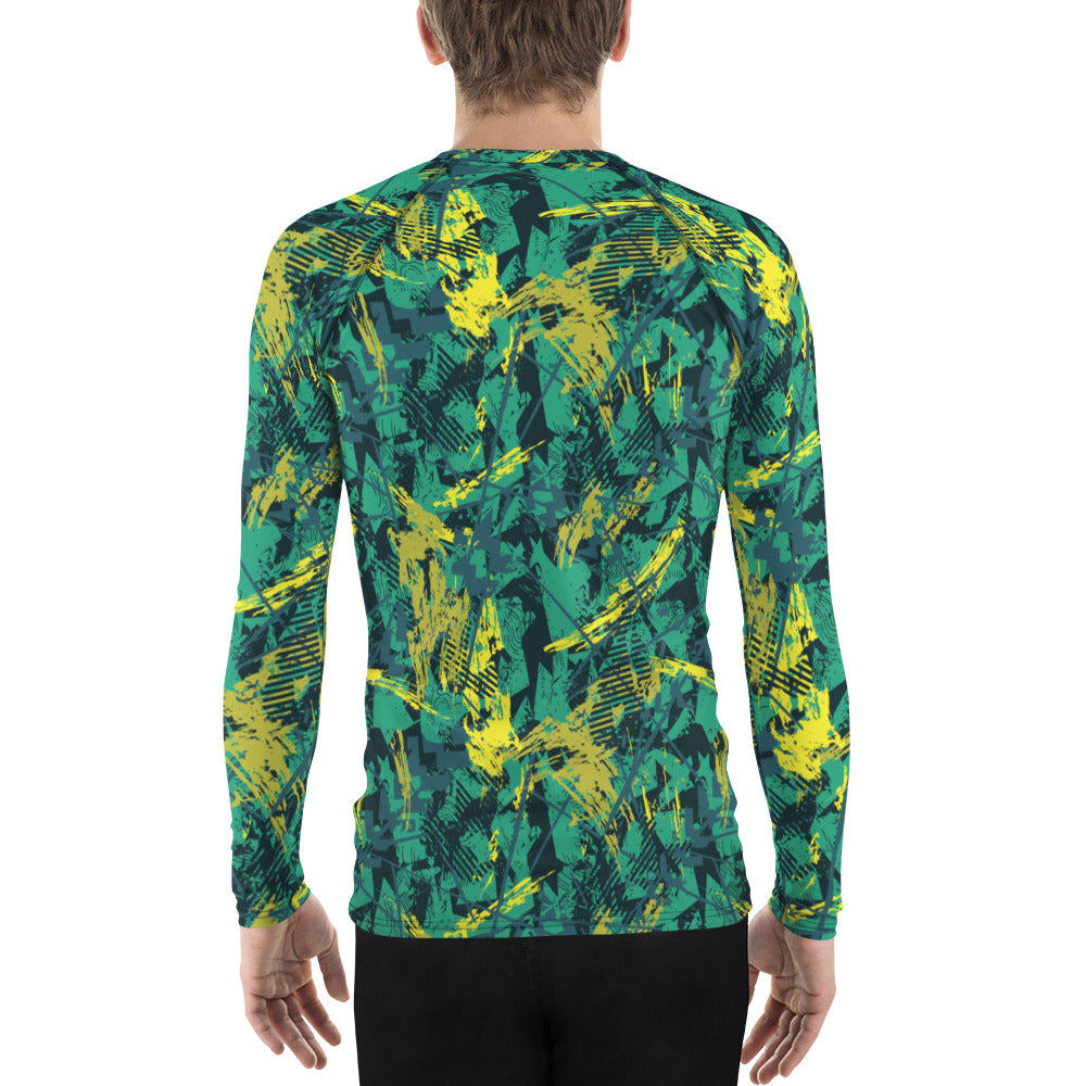 green yellow jersey pattern Men's Rash Guard