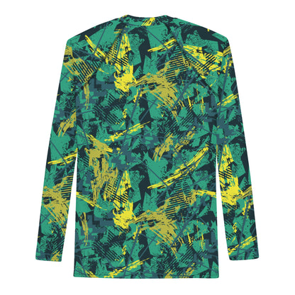 green yellow jersey pattern Men's Rash Guard