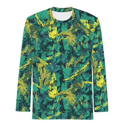 green yellow jersey pattern Men's Rash Guard