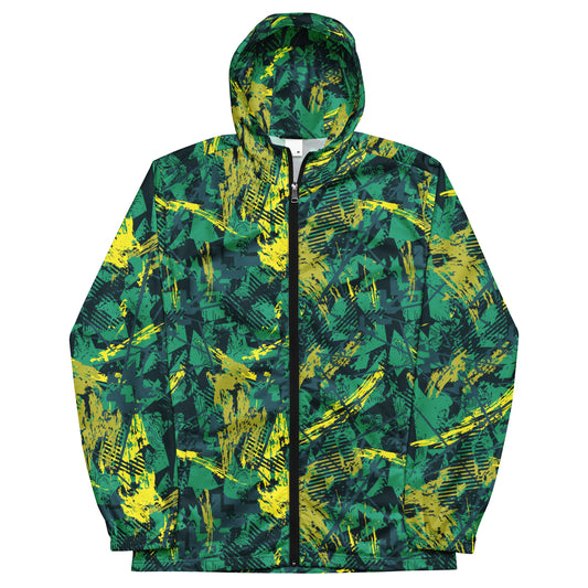 green yellow jersey pattern Men’s windbreaker