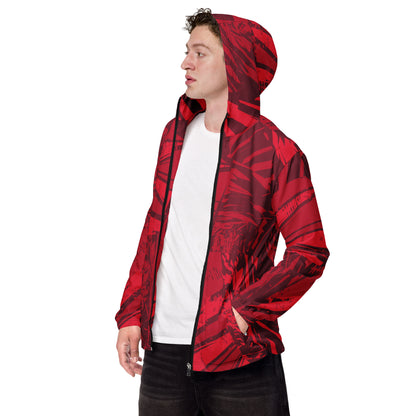 Red jersey pattern Men’s windbreaker