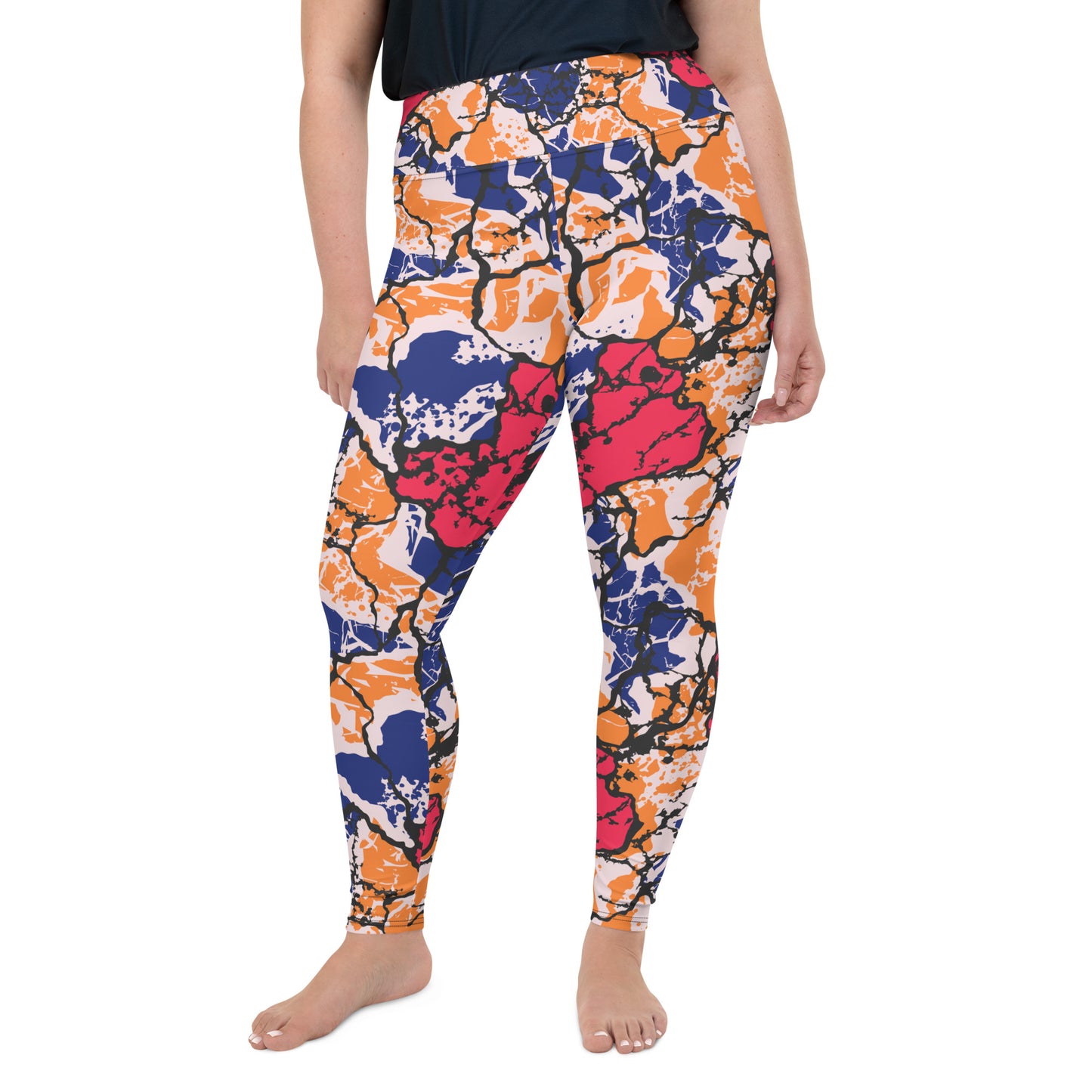 Chromatic Veins All-Over Print Plus Size Leggings