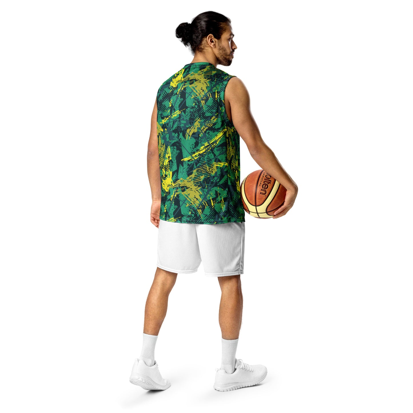 green yellow jersey pattern Recycled unisex basketball jersey