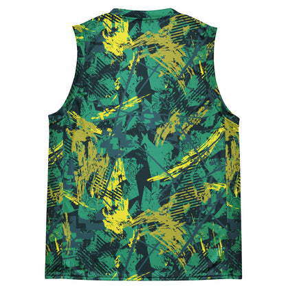 green yellow jersey pattern Recycled unisex basketball jersey