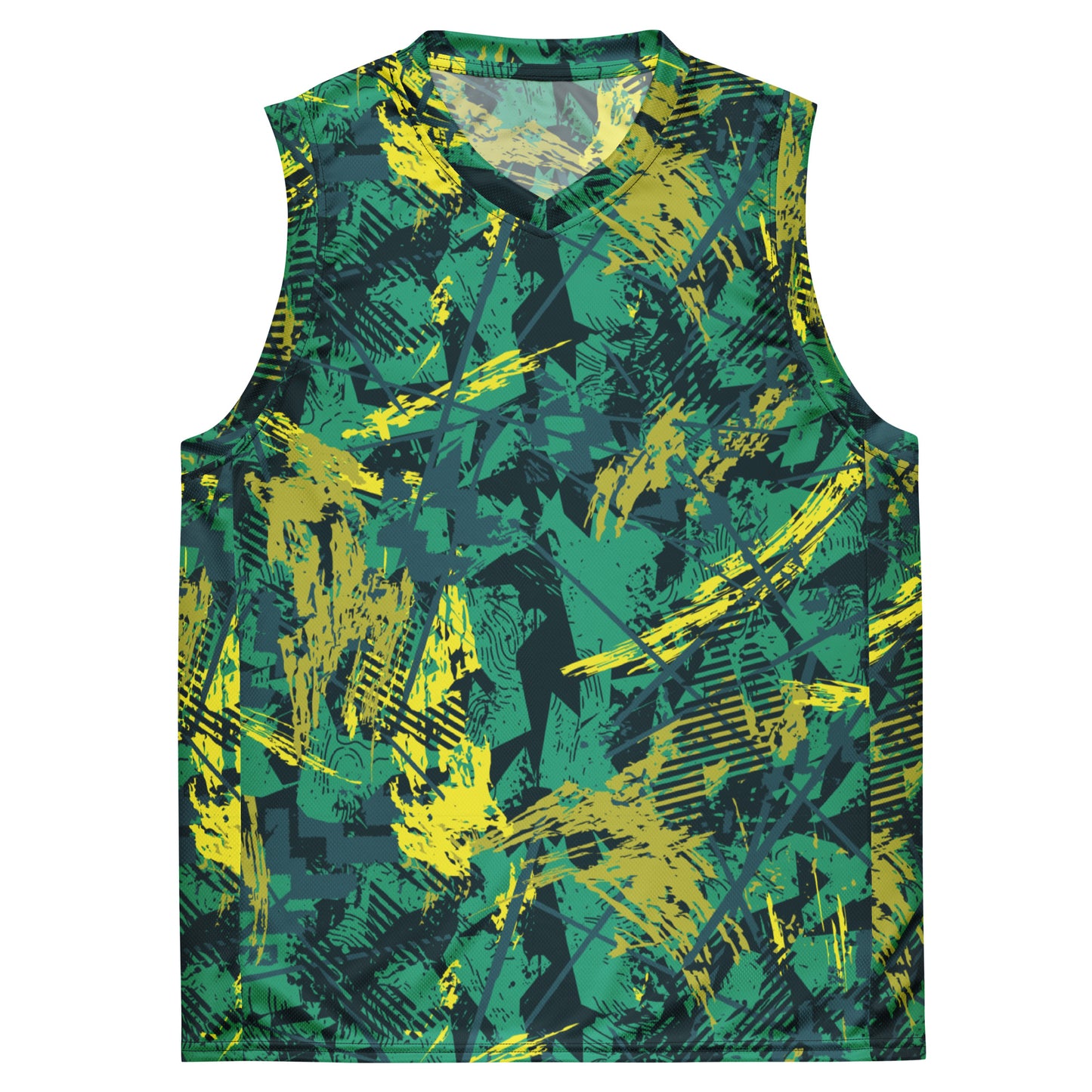 green yellow jersey pattern Recycled unisex basketball jersey