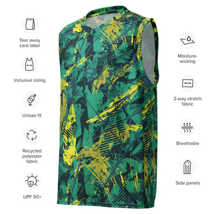 green yellow jersey pattern Recycled unisex basketball jersey