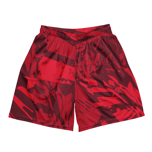 Red jersey pattern Unisex mesh shorts