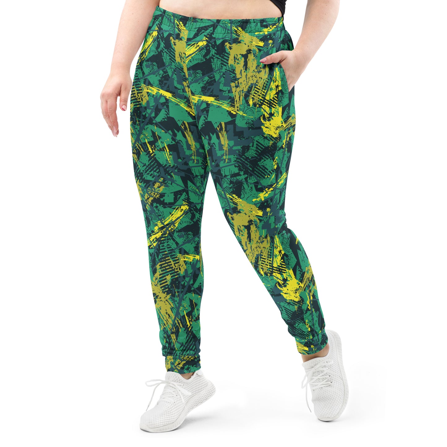 green yellow jersey pattern Women's Joggers