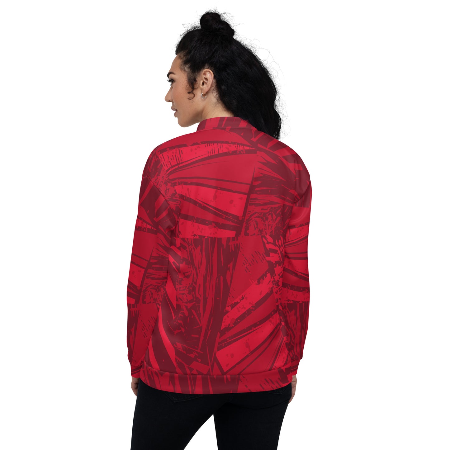 Red jersey pattern Unisex Bomber Jacket