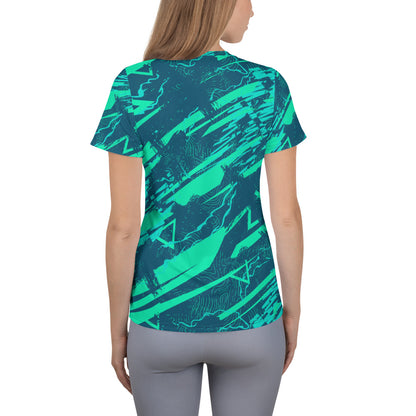 Nautical Jade All-Over Print Women's Athletic T-shirt