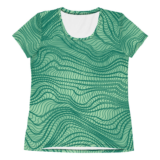 waves pattern All-Over Print Women's Athletic T-shirt