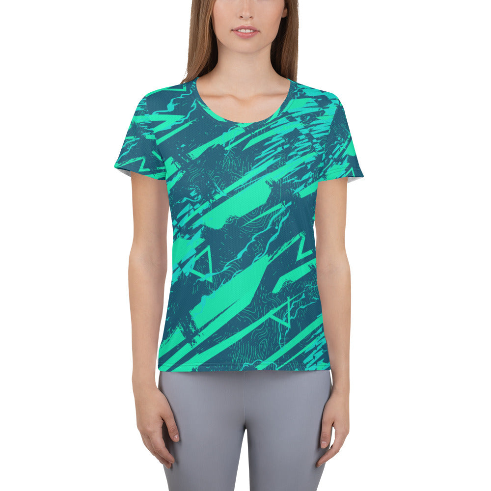 Nautical Jade All-Over Print Women's Athletic T-shirt