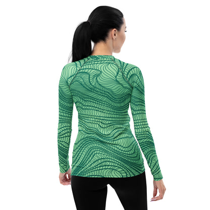 waves pattern Women's Rash Guard