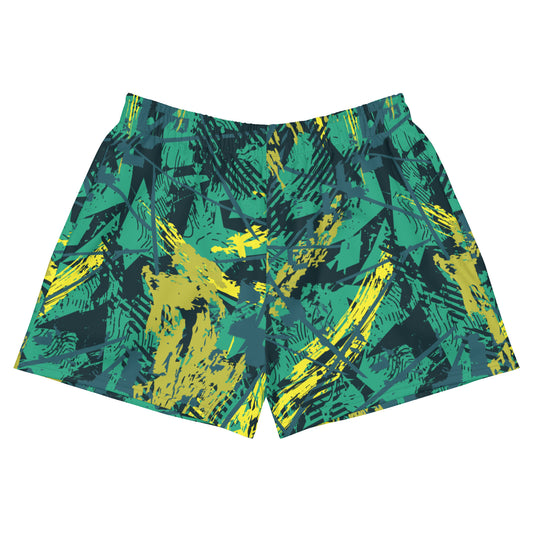 green yellow jersey pattern Women’s Recycled Athletic Shorts