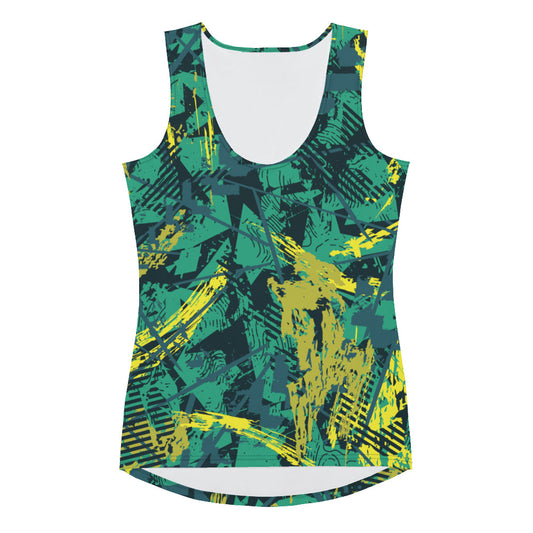 green yellow jersey pattern Women Sublimation Cut & Sew Tank Top