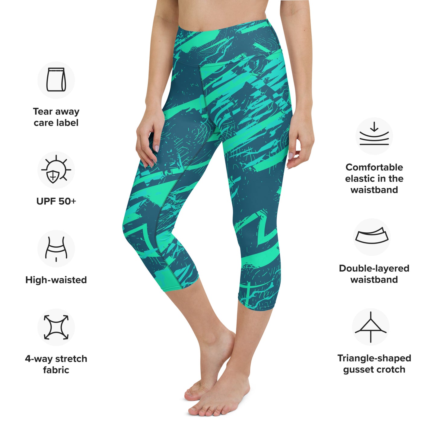 Nautical Jade Yoga Capri Leggings