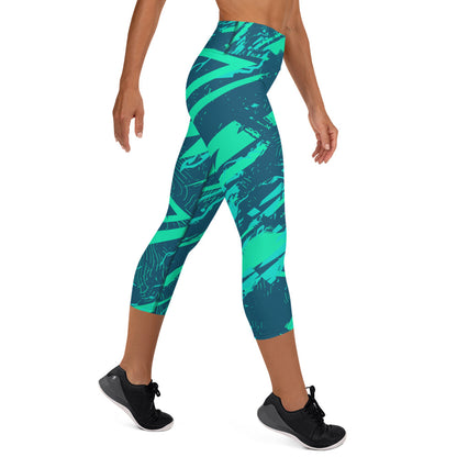 Nautical Jade Yoga Capri Leggings