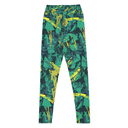 green yellow jersey pattern Yoga Leggings