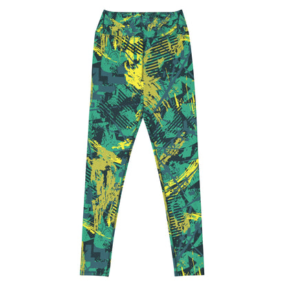 green yellow jersey pattern Yoga Leggings