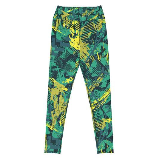 green yellow jersey pattern Yoga Leggings