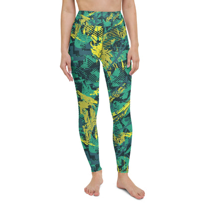 green yellow jersey pattern Yoga Leggings