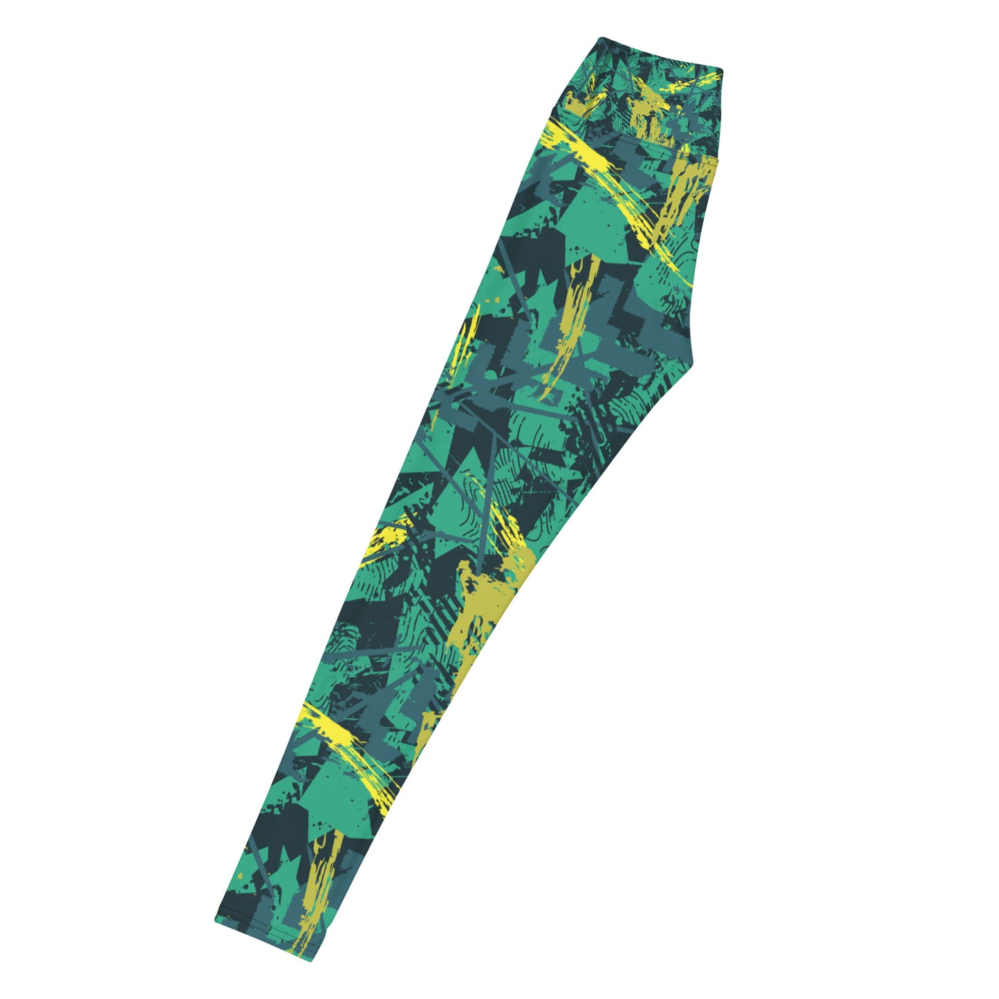 green yellow jersey pattern Yoga Leggings