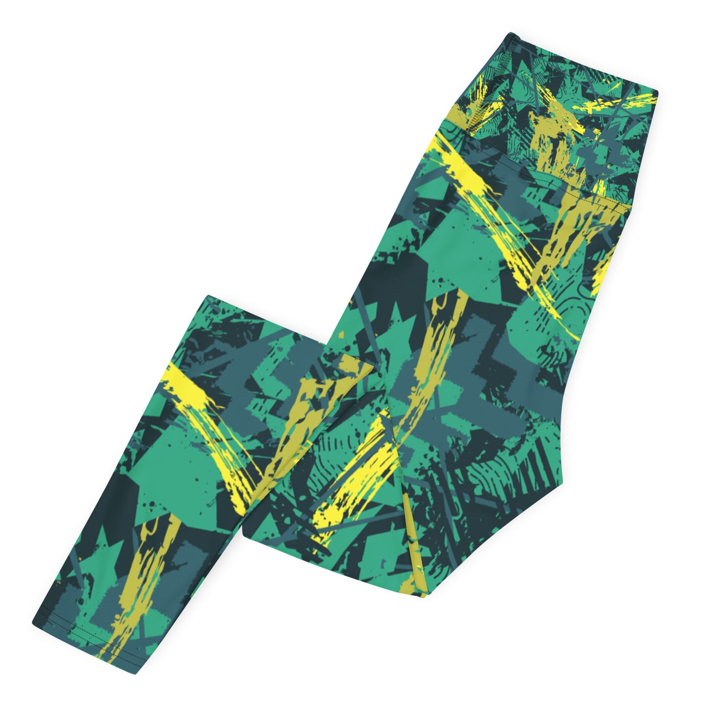 green yellow jersey pattern Yoga Leggings