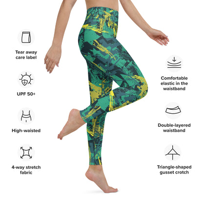 green yellow jersey pattern Yoga Leggings