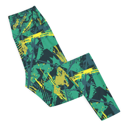 green yellow jersey pattern Yoga Leggings