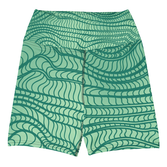 waves pattern Yoga Shorts