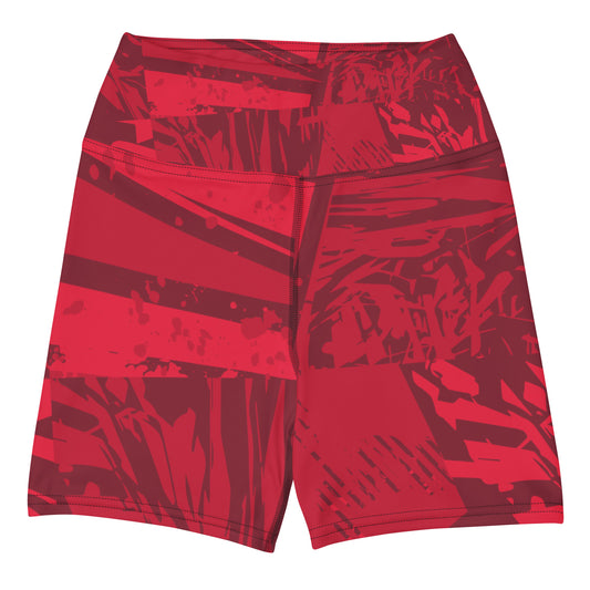 Red jersey pattern Yoga Shorts