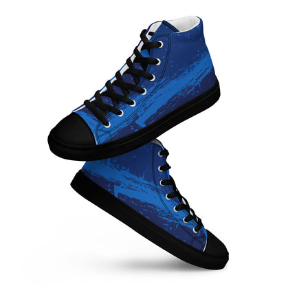 Black Grunge textured Men’s high top canvas shoes