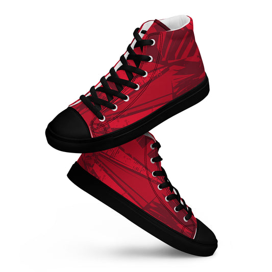 Black Red jersey pattern Men’s high top canvas shoes