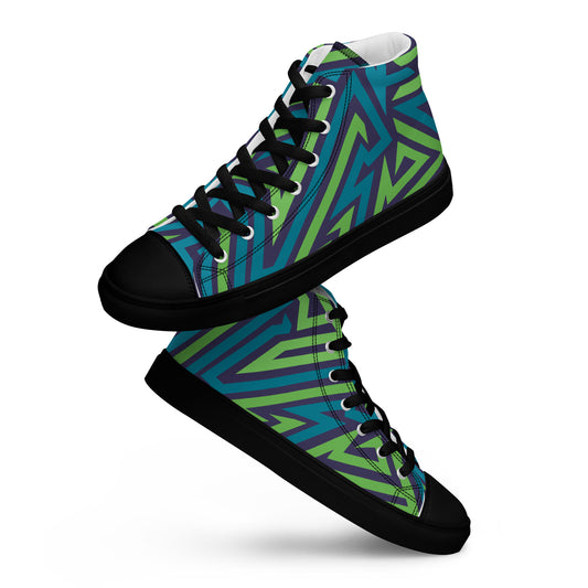 Black Ocean Breeze Men’s high top canvas shoes