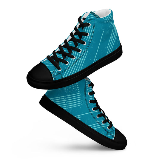 Black Refreshing and Tranquil Men’s high top canvas shoes