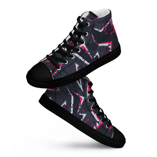 Black Subtle Elegance Men’s high top canvas shoes