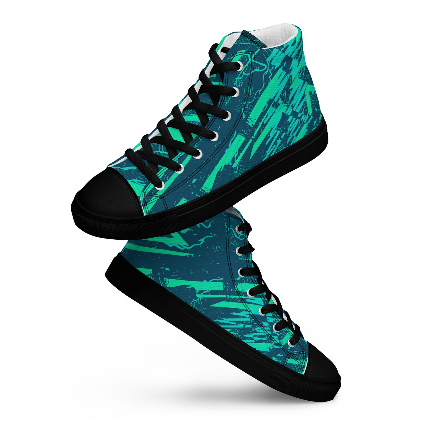 Black Nautical Jade Men’s high top canvas shoes