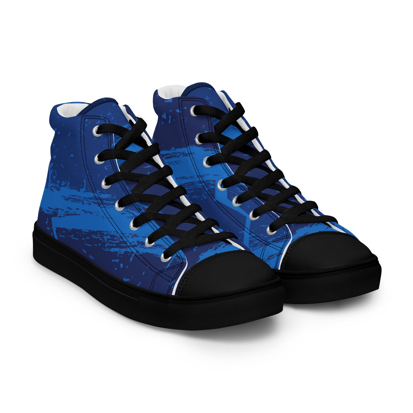 Black Grunge textured Men’s high top canvas shoes