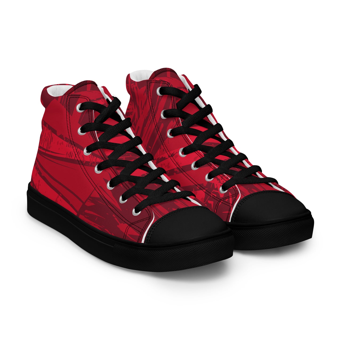 Black Red jersey pattern Men’s high top canvas shoes