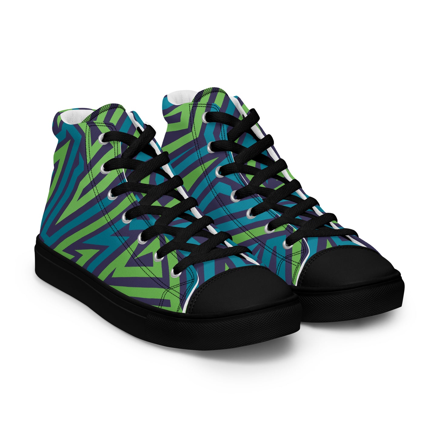 Black Ocean Breeze Men’s high top canvas shoes