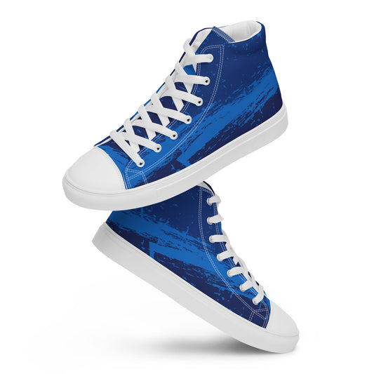 White Grunge textured Men’s high top canvas shoes