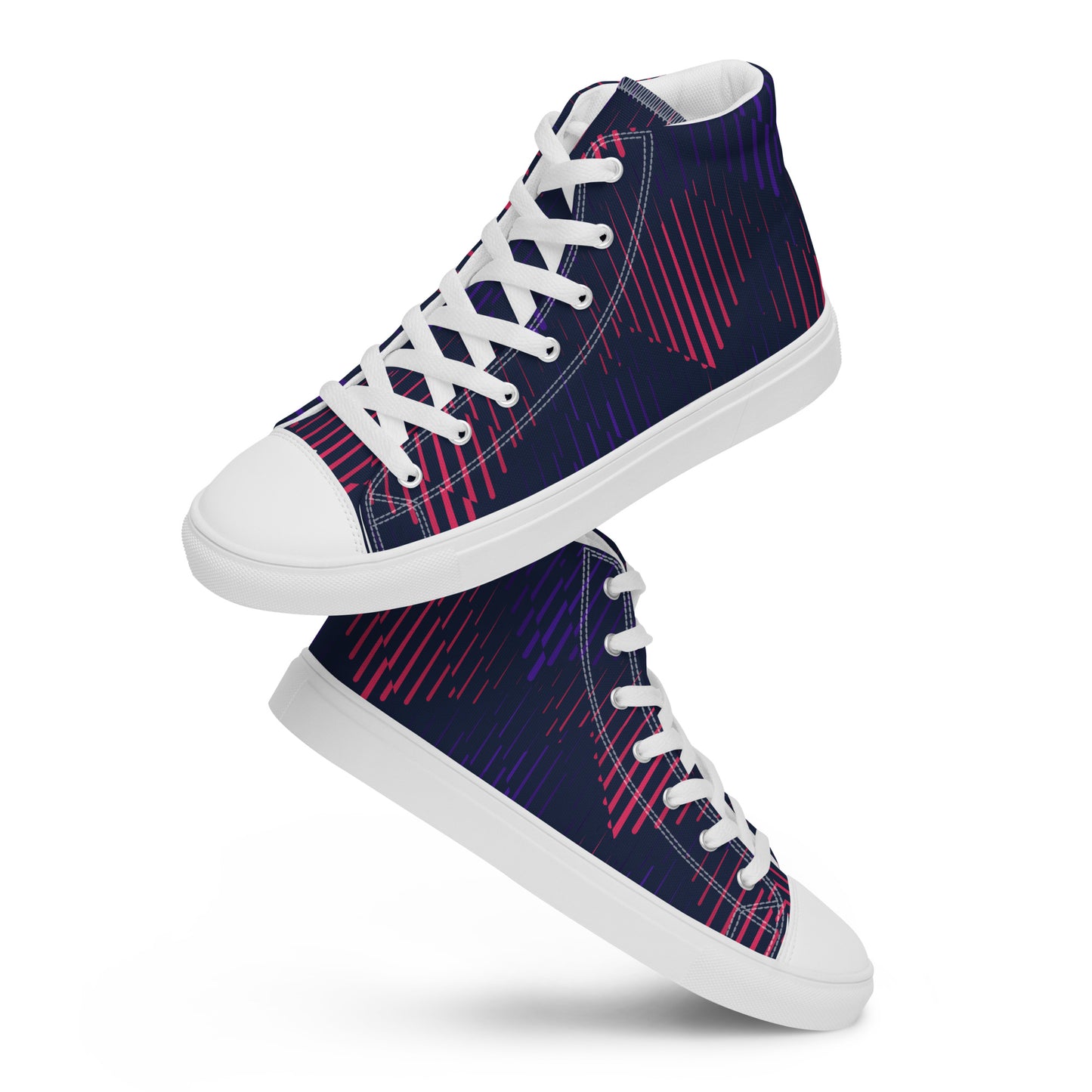 White Blissful Blossom Men’s high top canvas shoes