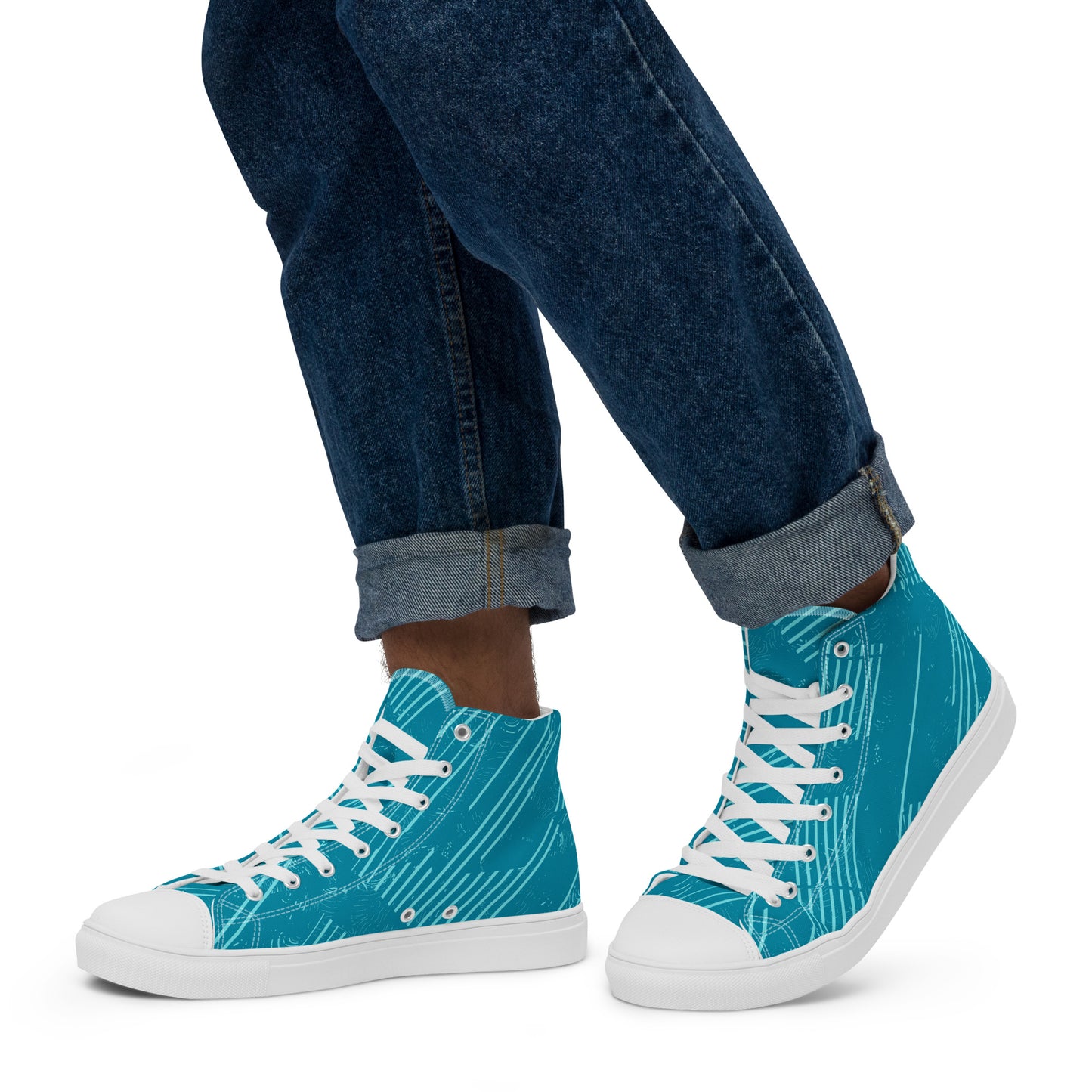 White Refreshing and Tranquil Men’s high top canvas shoes