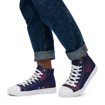 White Blissful Blossom Men’s high top canvas shoes