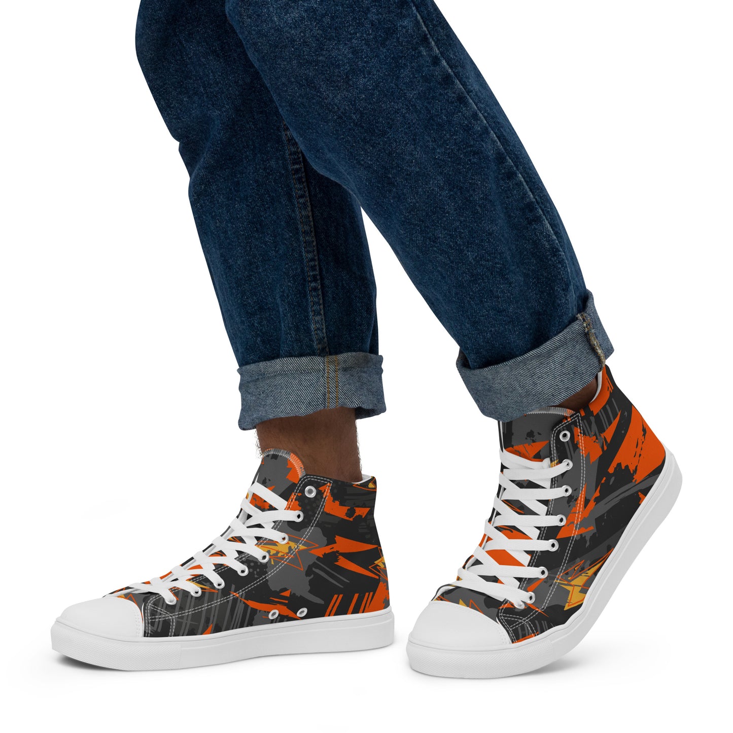 White Chromatic Angles Men’s high top canvas shoes