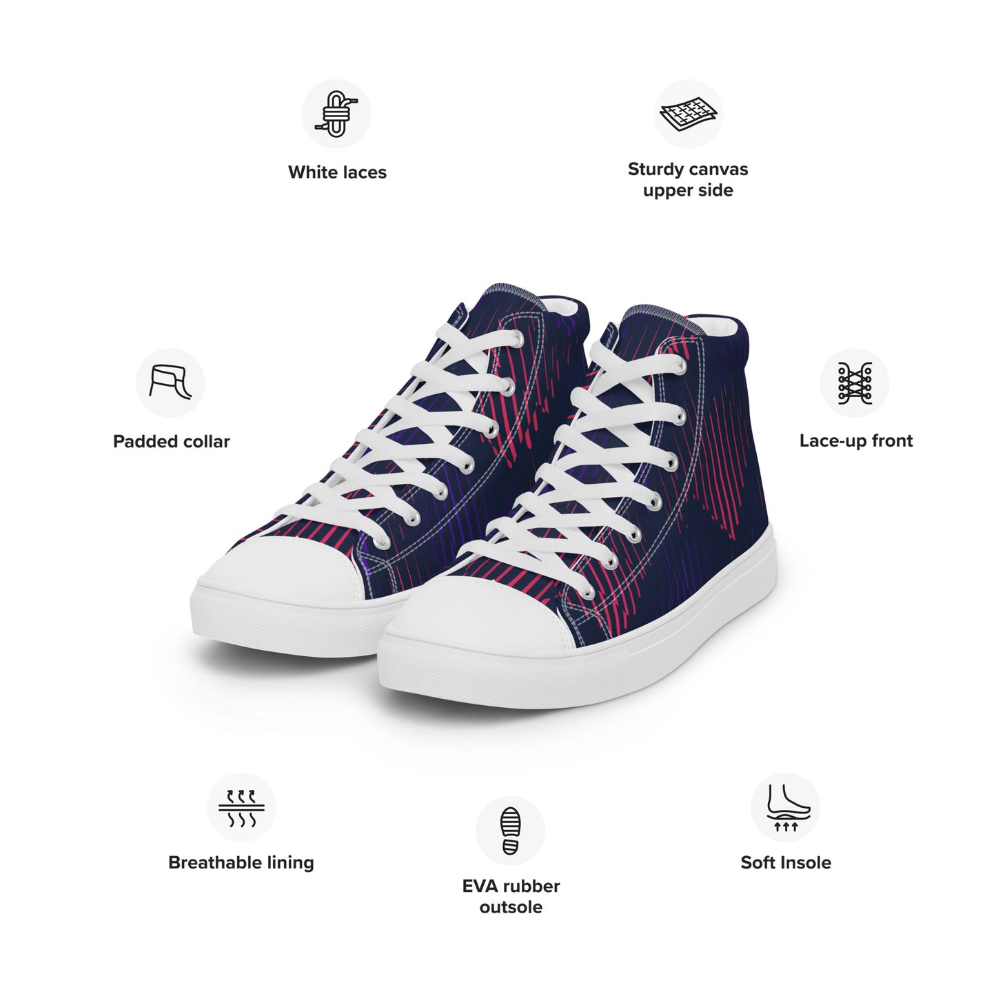 White Blissful Blossom Men’s high top canvas shoes