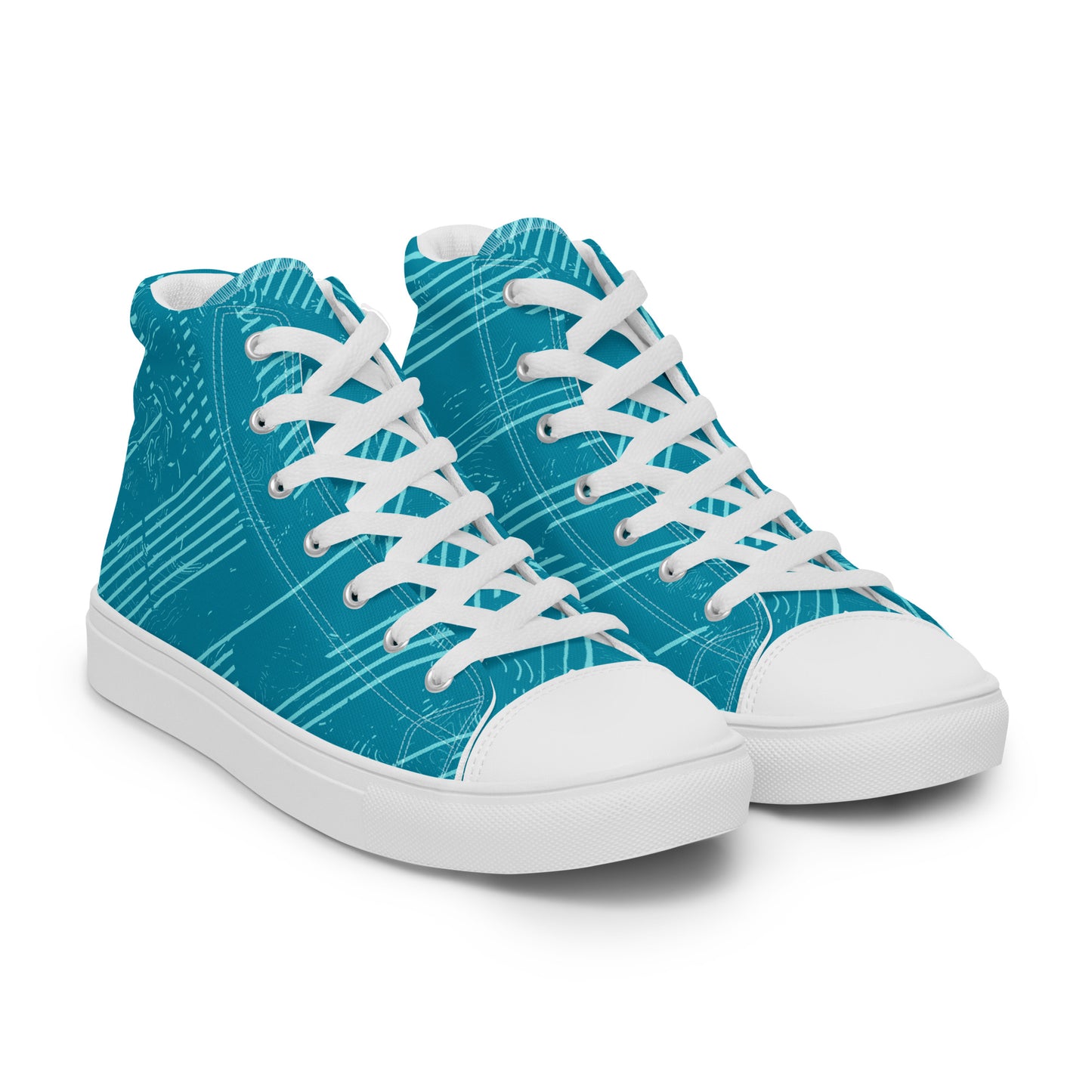 White Refreshing and Tranquil Men’s high top canvas shoes